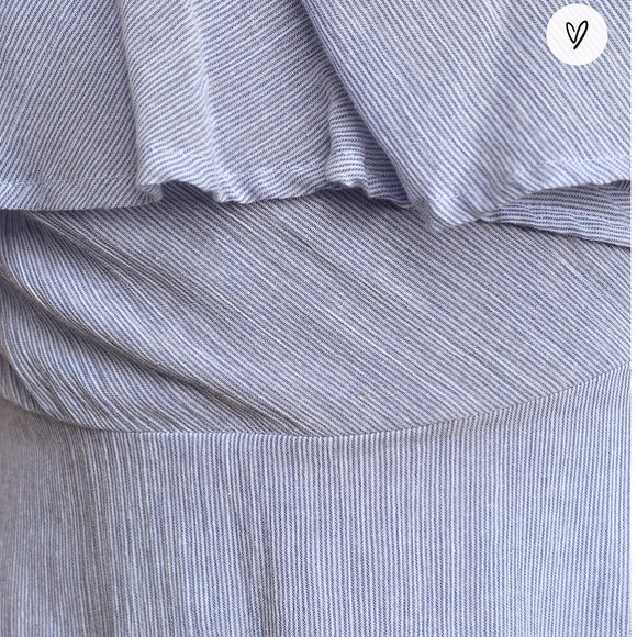 Lulus blue & white striped off shoulder midi dress - Picture 2 of 3